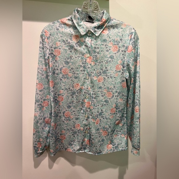 Vintage Pastel Floral Caper-Mates Print Women’s Button Blouse - Picture 1 of 7